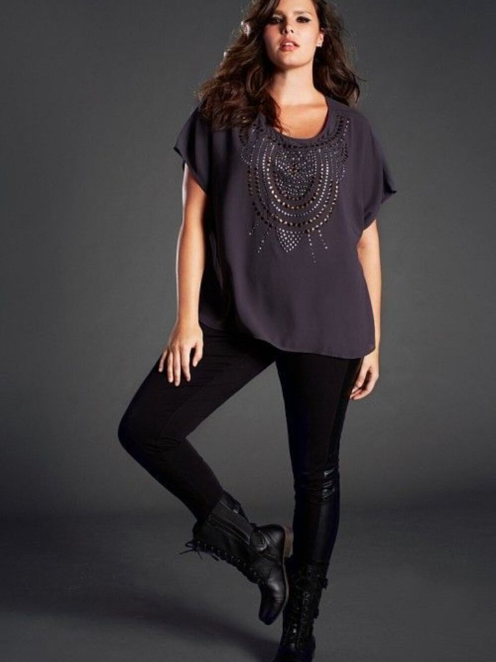 Torrid Black Embellished Chiffon Blouse | Beaded Studded Top Sz 2X Blouse